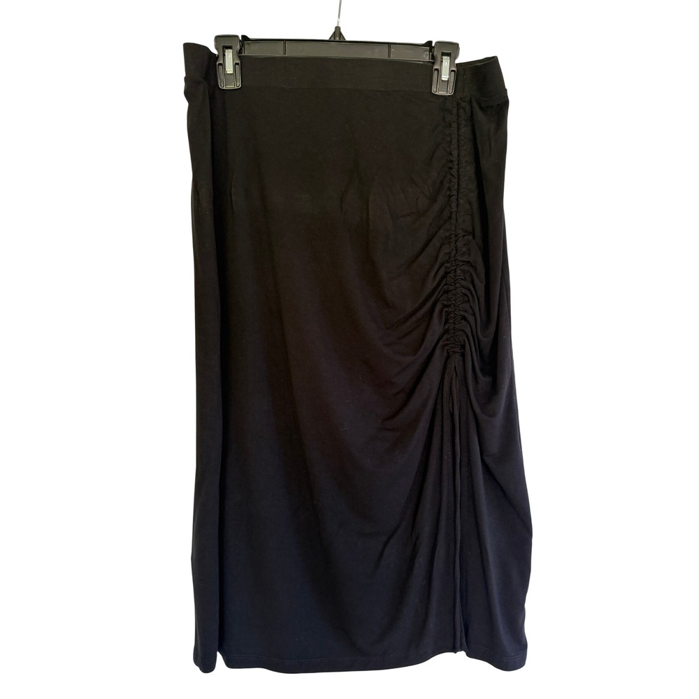 White Birch Black Ruched Side Slit Midi Skirt 1X S79015A1P